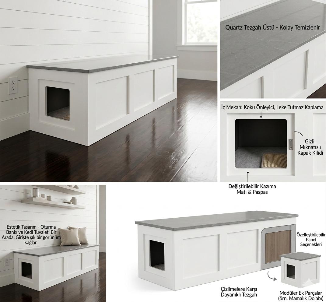 Patibör Modern Kapaklı Kedi Tuvaleti