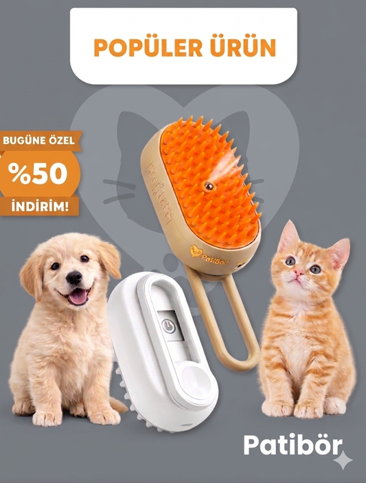 🐾 PATİSİL BUHARLI ŞARJLI KEDİ KÖPEK TARAĞI