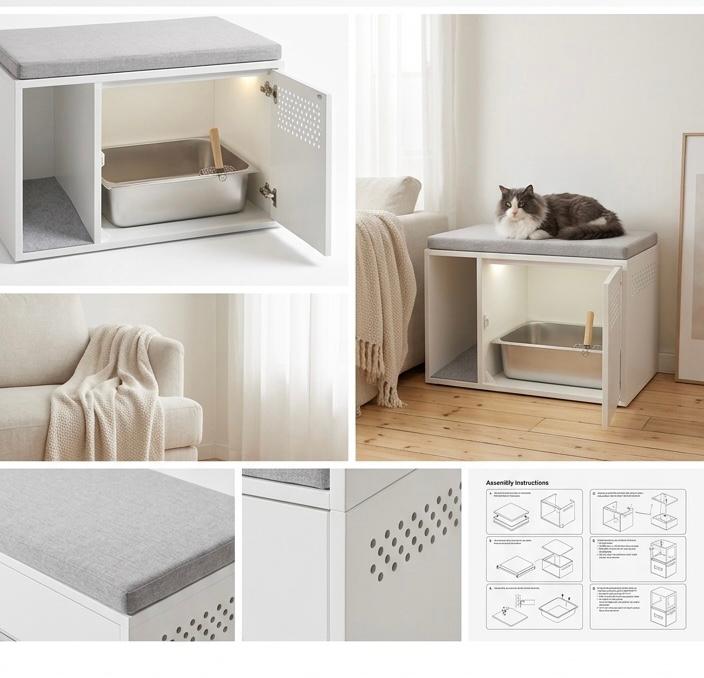 Modern Kapaklı Kedi Tuvaleti