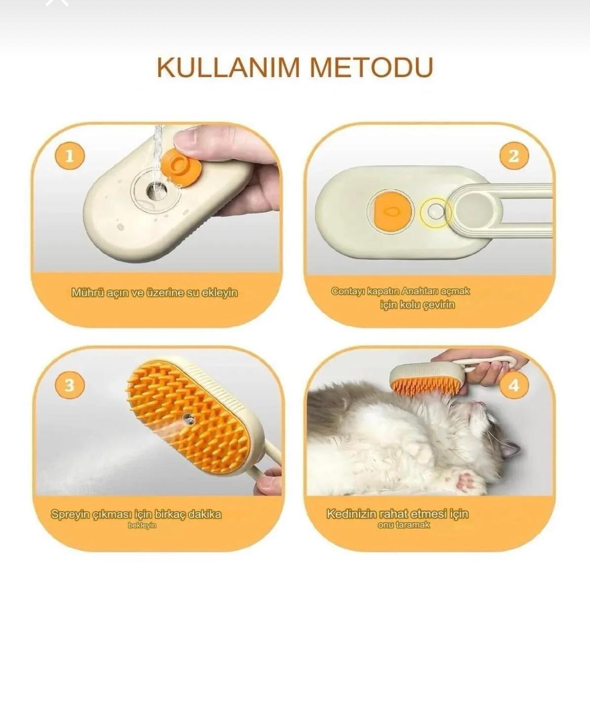 🐾 PATİSİL BUHARLI ŞARJLI KEDİ KÖPEK TARAĞI