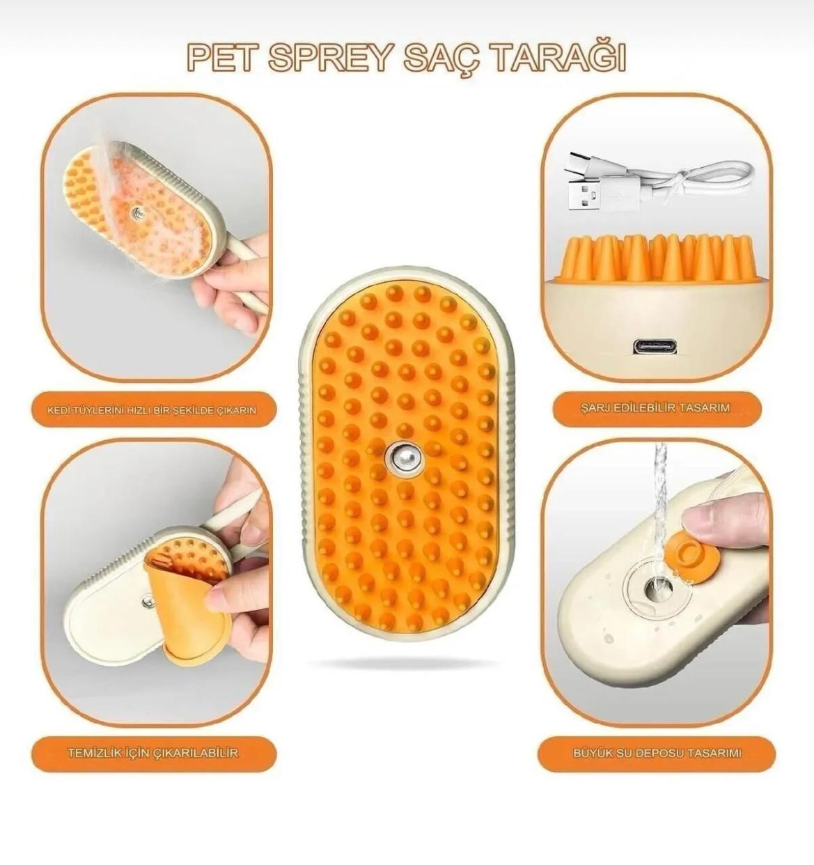 🐾 PATİSİL BUHARLI ŞARJLI KEDİ KÖPEK TARAĞI